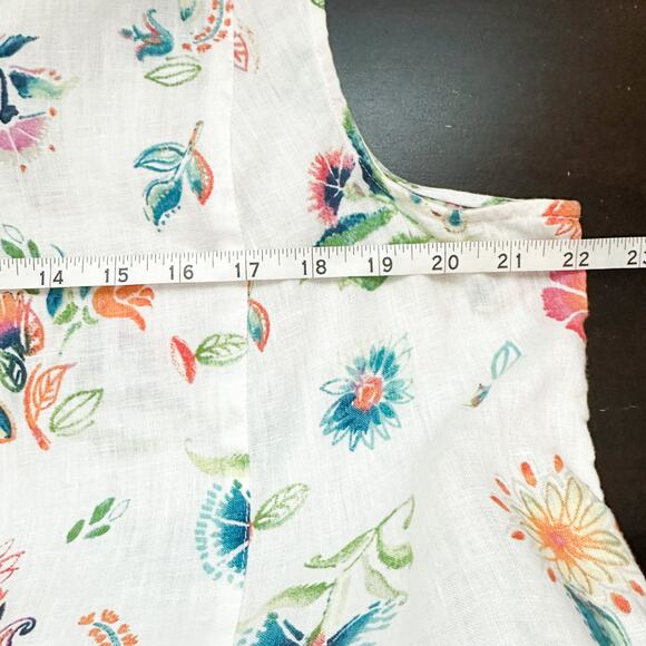 J. Jill Love Linen 100% Linen Floral Button Front Sleeveless Top Size L - Picture 10 of 12
